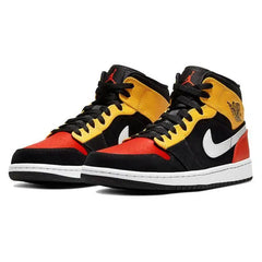 Nike Air Jordan 1 Mid Black Amarillo Orange Sneakers Shoes 852542-087