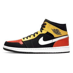 Nike Air Jordan 1 Mid Black Amarillo Orange Sneakers Shoes 852542-087