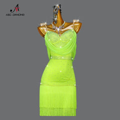 2024 Latin Dance Costume Competition Fringe Skirts Sexy Female Dress