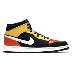 Nike Air Jordan 1 Mid Black Amarillo Orange Sneakers Shoes 852542-087