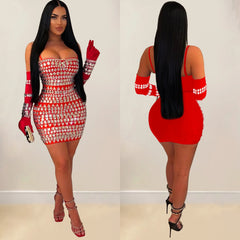 Rhinestone Black Mini Dress Lady Sexy Party Bodycon Evening Dresses