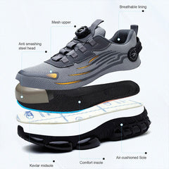 Rotating Button New Safety Shoes Men Anti-smash Anti-puncture Work