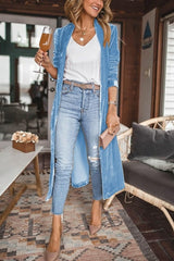 TEELYNN Velvet Long Coats for Women Casual Long Sleeve Loose Autumn