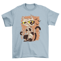 Mummy Cat Funny Halloween Cartoon T-shirt