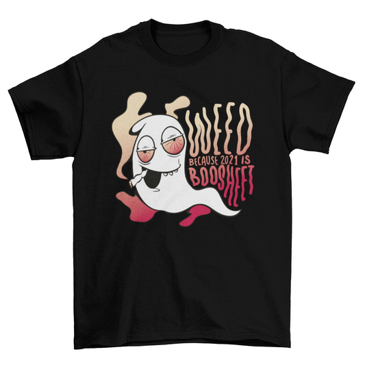 Ghost smoking weed halloween t-shirt