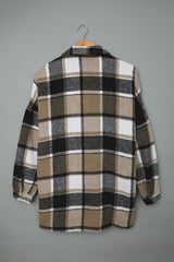 Brown Plaid Button Up Long Sleeve Flannel Shacket