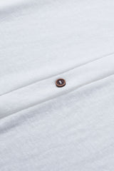 White Solid Button Up V Neck Long Cover Up