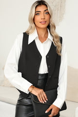 Chestnut Solid Color Button Up V Neck Suit Vest