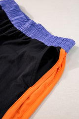 Sky Blue Colorblock Cap Sleeve Tee & Wide Leg Pants Set