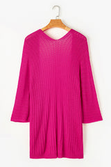 Black Hollow-out Bracelet Sleeve Knit Cardigan