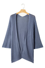 Black Hollow-out Bracelet Sleeve Knit Cardigan