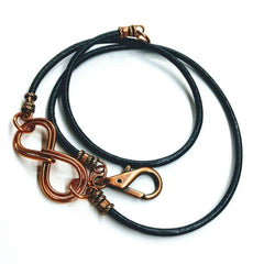 Copper Double Infinity Gender Neutral Leather Wrap Bracelet