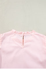 Mint Green Layered Ric Rac Cap Sleeve Filled Neck Blouse