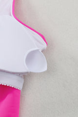 Pink Scalloped Sleeveless High Waisted Two Piece Swimsuit