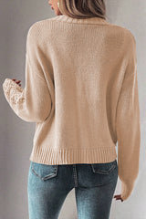 Dark Khaki Hollow Knit Drop Shoulder Cardigan