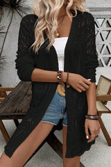 White Hollow Out Crochet Open Front Cardigan