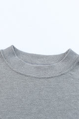 Black Crew Neck Ribbed Trim Knit Long Sleeve Top