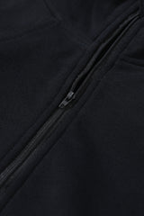 Parchment Zip Up Stand Collar Ribbed Thumbhole Sleeve Sweatshirt