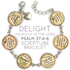 Delight Yourself in the Lord Scripture Bracelet - Psalm 37:4-6 Glass