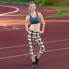 Womens Sports Houndstooth Capri Leggings