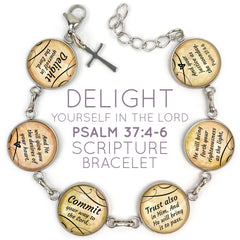 Delight Yourself in the Lord Scripture Bracelet - Psalm 37:4-6 Glass