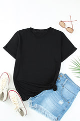 Blank T Shirt - Orange Crewneck Rolled Up Short Sleeve Plain T-Shirt Customized