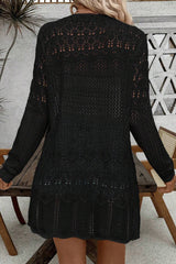 White Hollow Out Crochet Open Front Cardigan