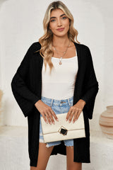Black Hollow-out Bracelet Sleeve Knit Cardigan