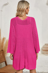 Black Hollow-out Bracelet Sleeve Knit Cardigan