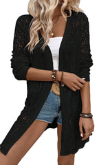 White Hollow Out Crochet Open Front Cardigan