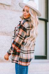Brown Plaid Button Up Long Sleeve Flannel Shacket