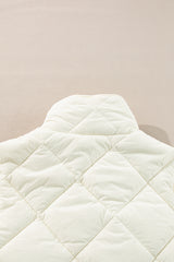 Black Quilted High Neck Button Up Pocket Vest Coat