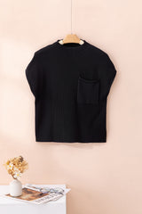 Mineral Red Patch Pocket Ribbed Knit Short Sleeve Sweater