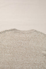 Khaki Star Pattern Drop Shoulder Knit Sweater