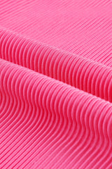 Rose Pleated Button Up Shirt and High Waisted Shorts Loungewear Set