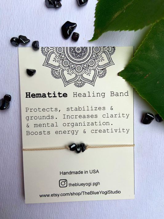 Hematite Healing Band with an affirmation