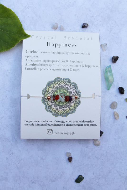 Happiness crystal bracelet, anklet, boho, casual & minimal Tie