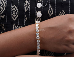 Unique Round Cut Lab Diamond Eternity Bracelet, 23.00 CTW Lab-Grown