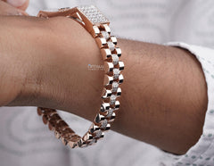 Elegant Rose Gold Cuban Link Bracelet, 4.05 CT Lab Grown Pave