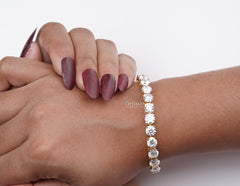 Unique Round Cut Lab Diamond Eternity Bracelet, 23.00 CTW Lab-Grown