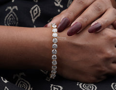 Unique Round Cut Lab Diamond Eternity Bracelet, 23.00 CTW Lab-Grown