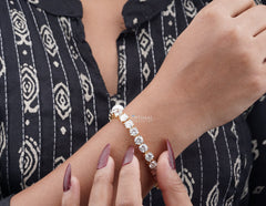 Unique Round Cut Lab Diamond Eternity Bracelet, 23.00 CTW Lab-Grown