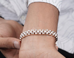 Elegant Rose Gold Cuban Link Bracelet, 4.05 CT Lab Grown Pave