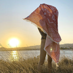 KILIM Orange - Handgewebtes Hamamtuch für den Strand & mehr