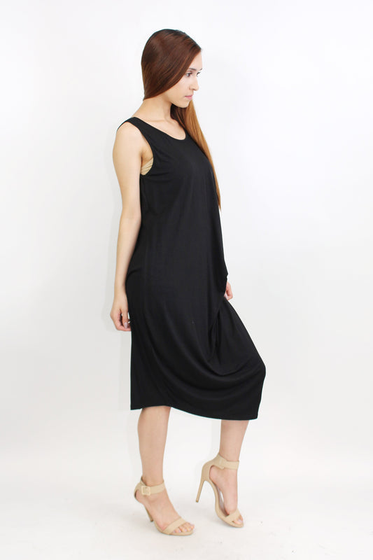 Pleated Waist Sleeveless Dress