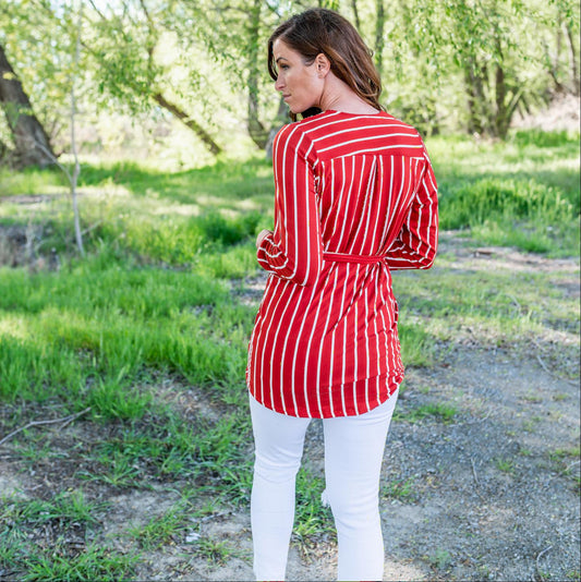 Striped Front Tie Dress