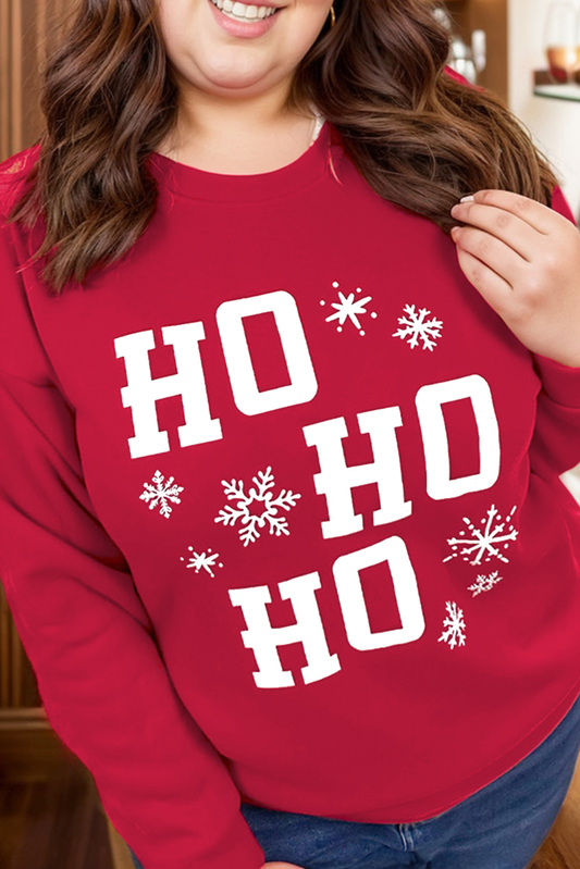 Fiery Red Christmas Ho Ho Ho Plus Size Sweatshirt