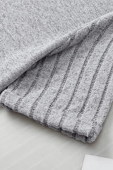 Gray Ribbed Splicing Short Sleeve Round Neck T-shirt