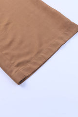 Brown Casual Drawstring Shirred Elastic Waist Wide Leg Pants