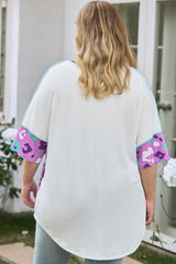 Purple Leopard Print Plus Size Short Sleeve Tee